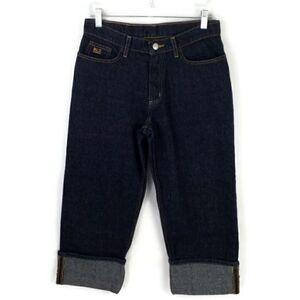 Vtg. Polo Jeans Co Dark Wash Cropped Cuffed Stove Pipe Capri Jeans Womens Size 4